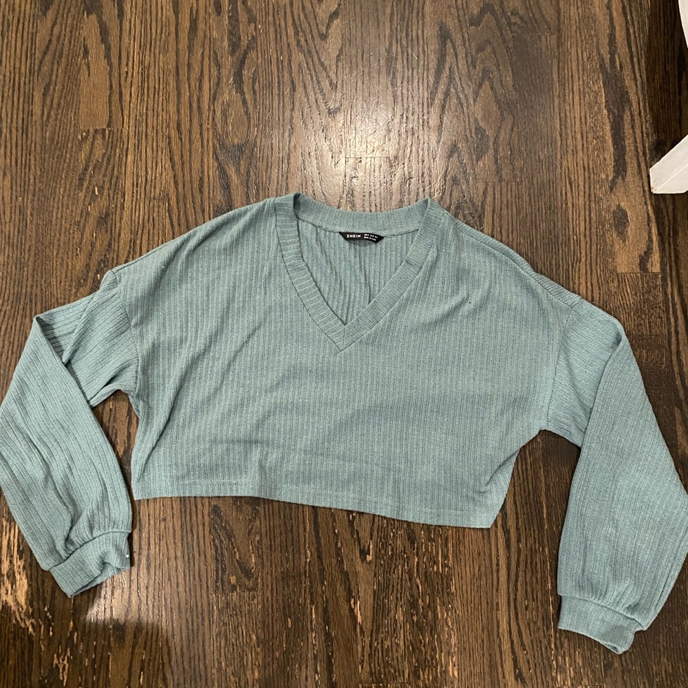 SHEIN long-sleeve turquoise shirt US M. LET ME KNOW IF YOU WANT PHOTO TRIED ON!